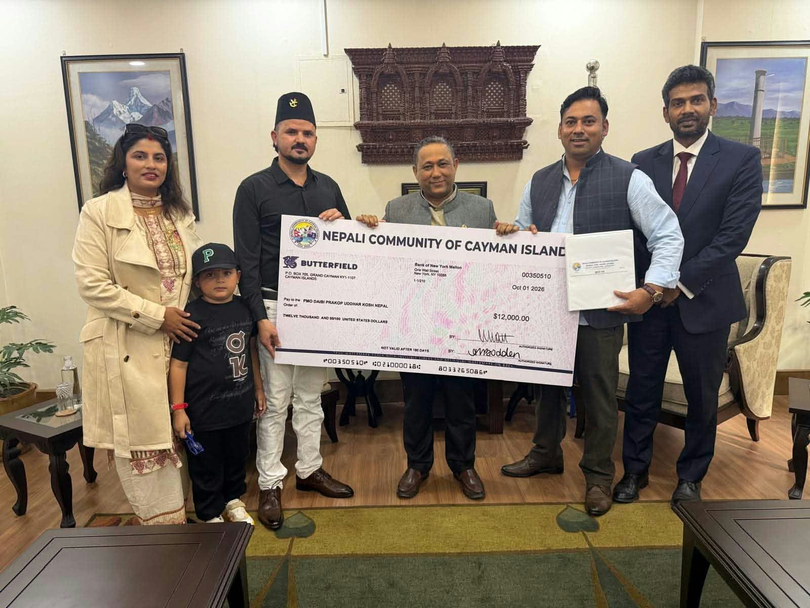 केम्यानका नेपालीद्वारा सरकारलाई ज्ञापनपत्र, रसुवा बाढीपीडितलाई १६ लाख सहयोग